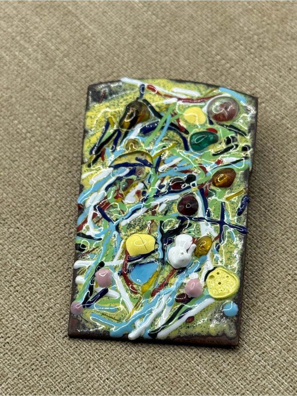 Metal Multicolor Enamel Abstract Brooch